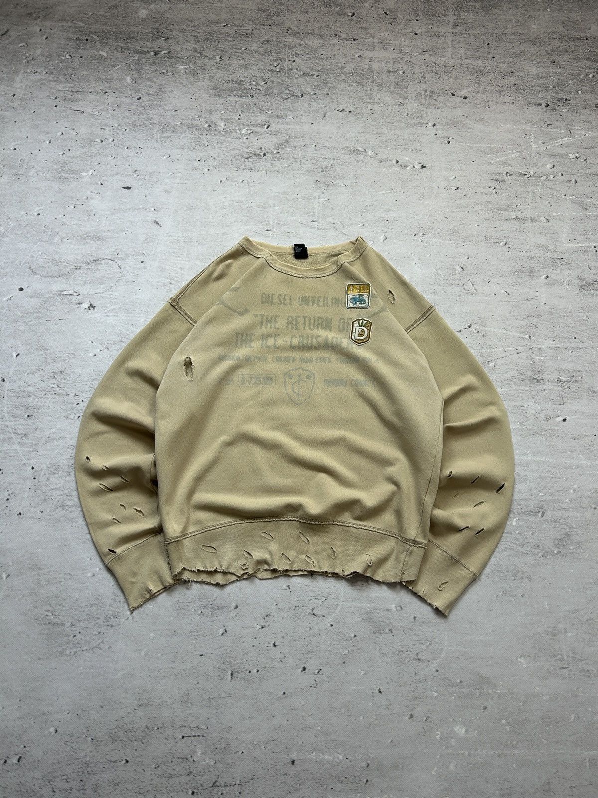 Diesel × Vintage 💥Vintage Diesel Ripped Distressed Oversized Baggy Sweatshirt Size US L / EU 52-54 / 3 - 2 Thumbnail