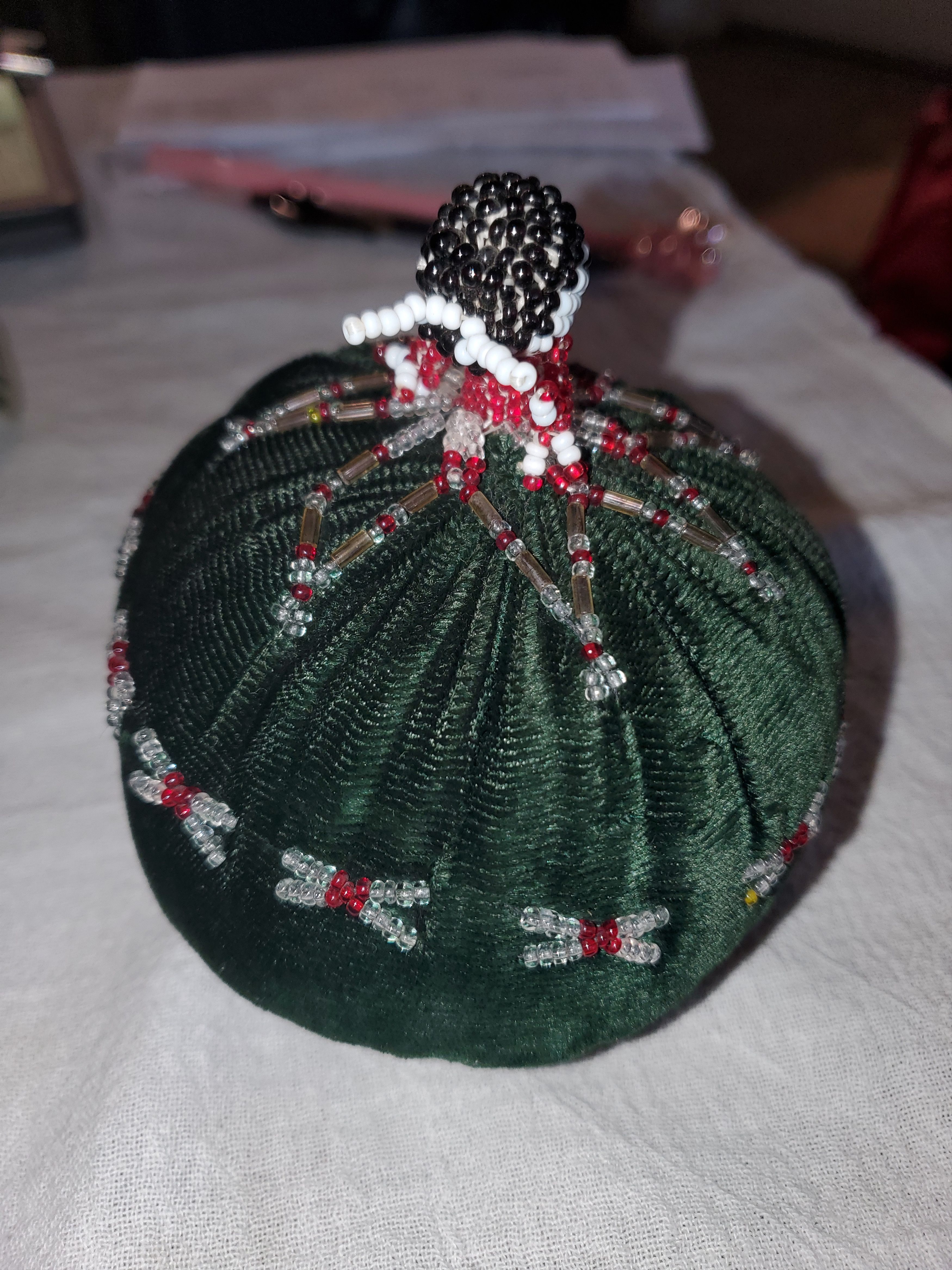 Vintage Vintage Hand Made Beaded Velvet Sewing Pincushion Size ONE SIZE - 3 Thumbnail
