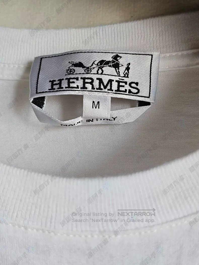 Hermes Hermes Men's short-sleeved T-shirt, white, silk patch, che Size US M / EU 48-50 / 2 - 4 Thumbnail