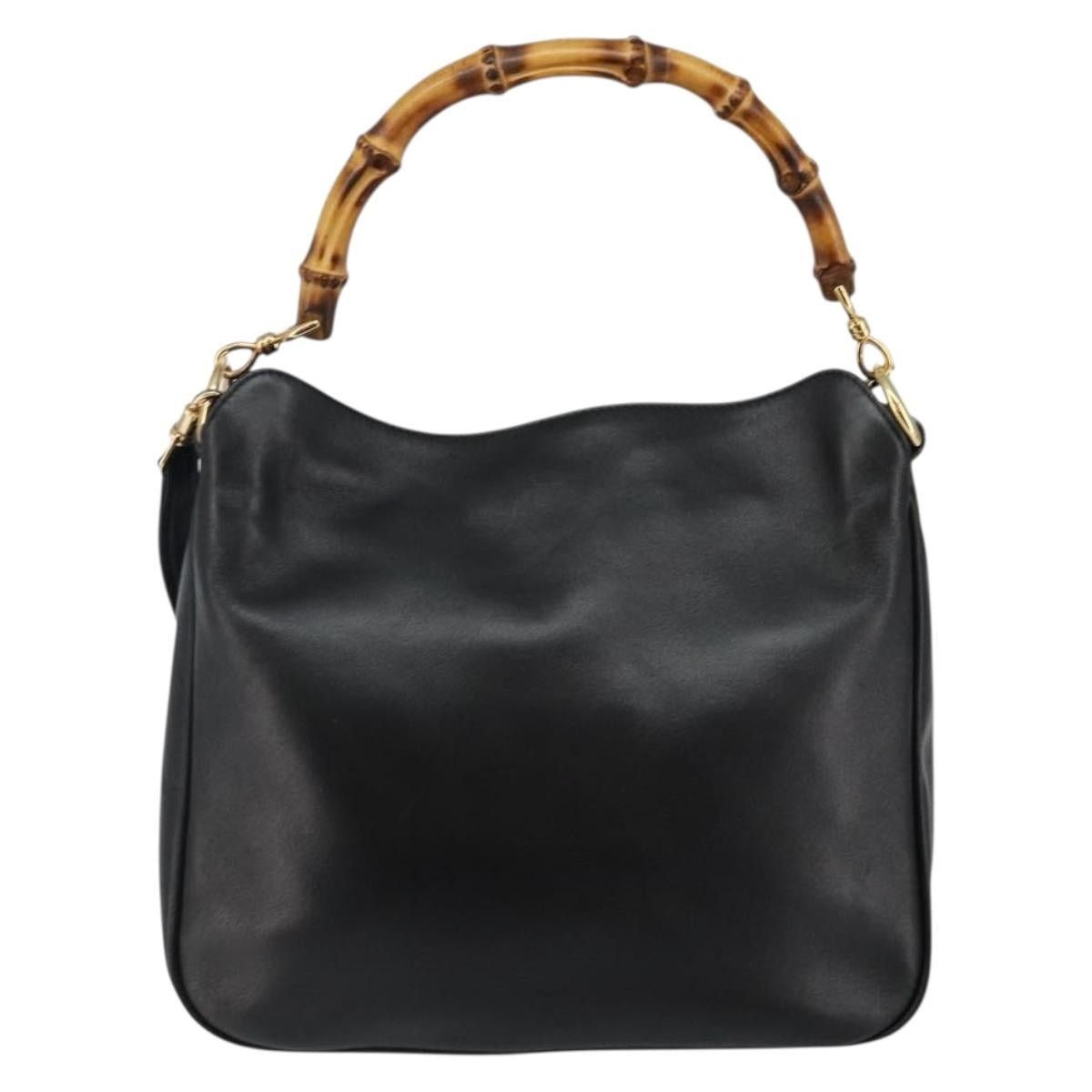 Gucci GUCCI Bamboo Handbag Leather Black Gold 001 001 Size ONE SIZE - 3 Thumbnail
