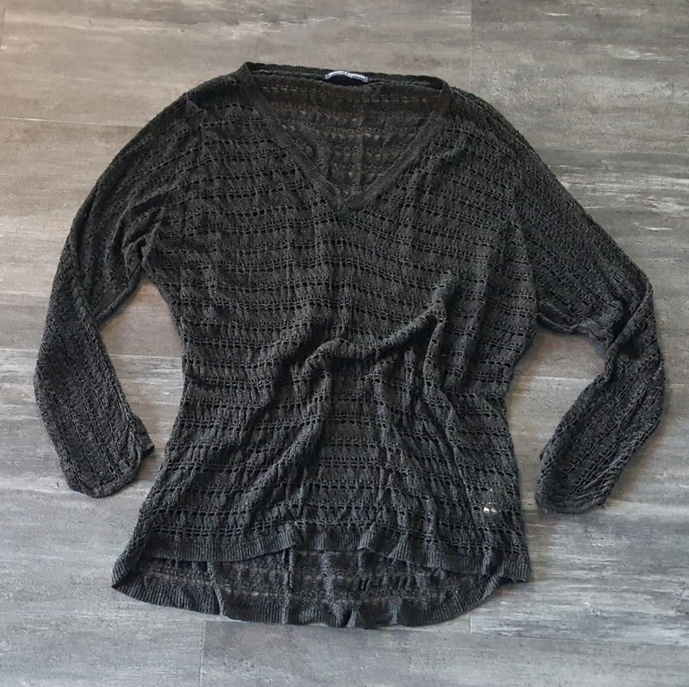 Designer Black Open Knit Melville Sweater Long Sleeve Size ONE SIZE - 1 Thumbnail