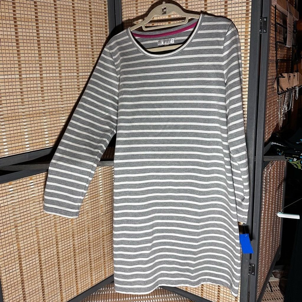 Kendrick Lamar Kenar Gray and White Striped "Sweatshirt" Dress Size L / US 10 / IT 46 - 1 Thumbnail