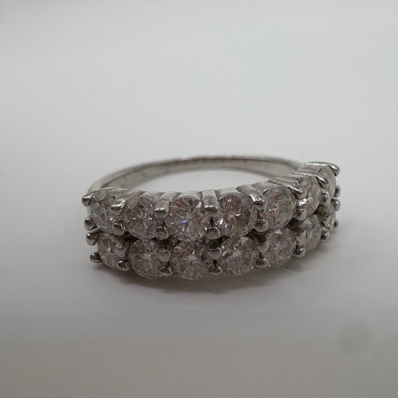 Handmade 1.2ct Moissanite Double Row Band - S925 WG Plated size 7.5 Size ONE SIZE - 3 Thumbnail