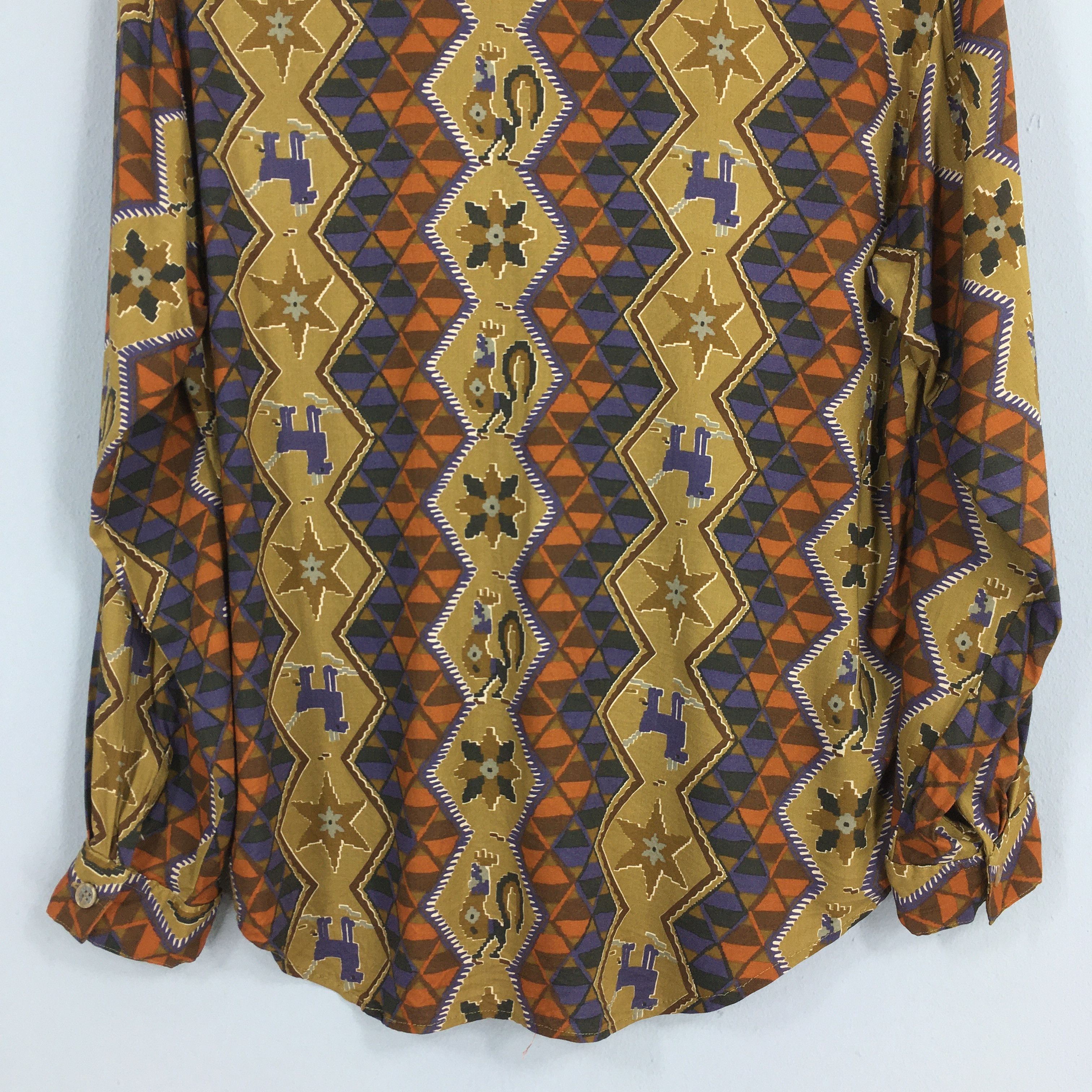 Vintage Vintage 1980's Tribal Navajo Pattern Party Shirt Medium Size US M / EU 48-50 / 2 - 9 Thumbnail