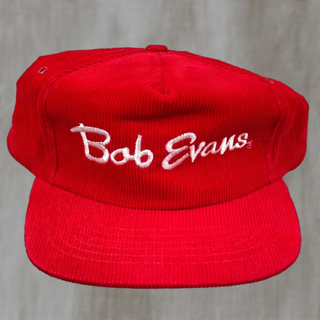 Vintage VINTAGE Bob Evans Corduroy Snapback Hat Men Red 90s Racing Food Retro Outdoor Size ONE SIZE - 1 Thumbnail