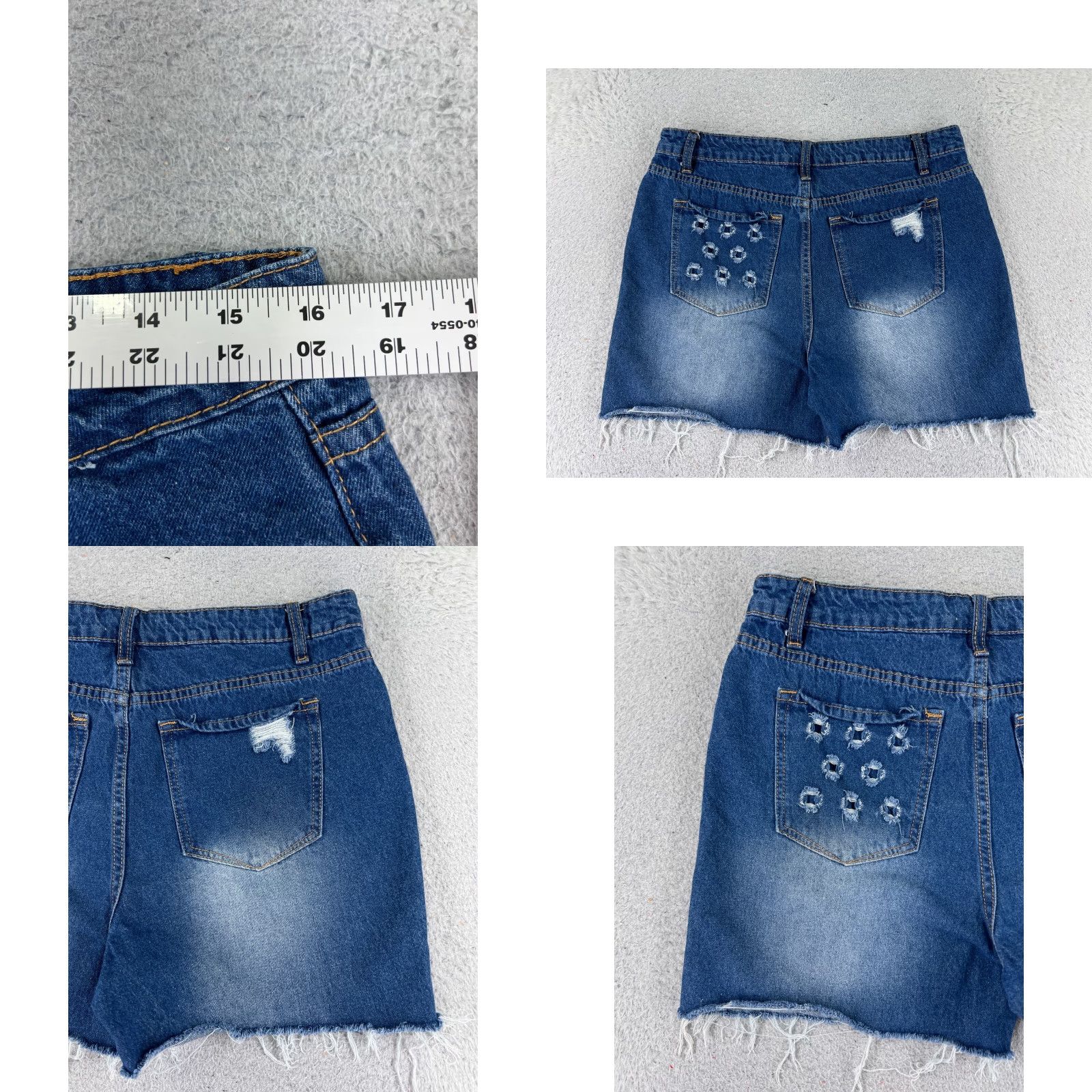 Vintage Blue Turtle Denim Short Womens 32x4 High Rise Cut-Off Button 5-Pocket Blue Shorts Medium Wash Casual Womens Beach 90s? Size 34" / US 12 / IT 48 - 9 Thumbnail