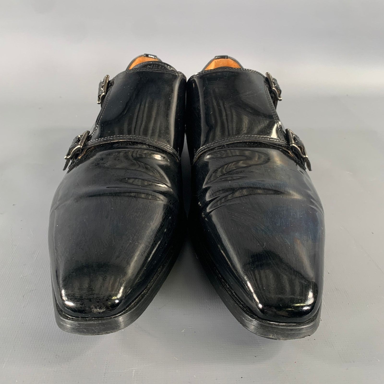 Magnanni MAGNANNI Size 10 Black Patent Leather Monk Strap Loafers Size US 10 / EU 43 - 4 Thumbnail