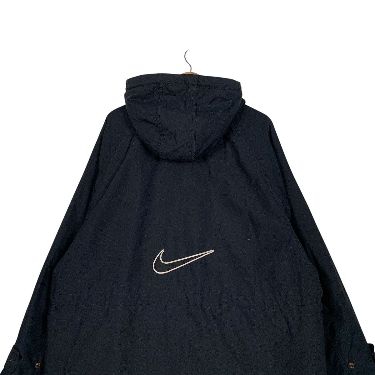 Nike Vintage Nike Swoosh Hooded Long Jacket Size US L / EU 52-54 / 3 - 8 Thumbnail