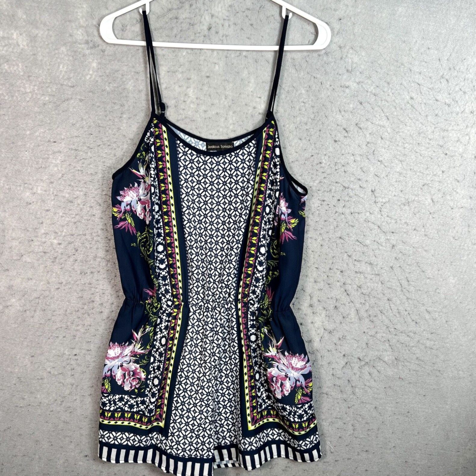 Vintage Jealous Tomato Pattern Romper Jumpsuit Womens Large Spagetti Strap Grailed