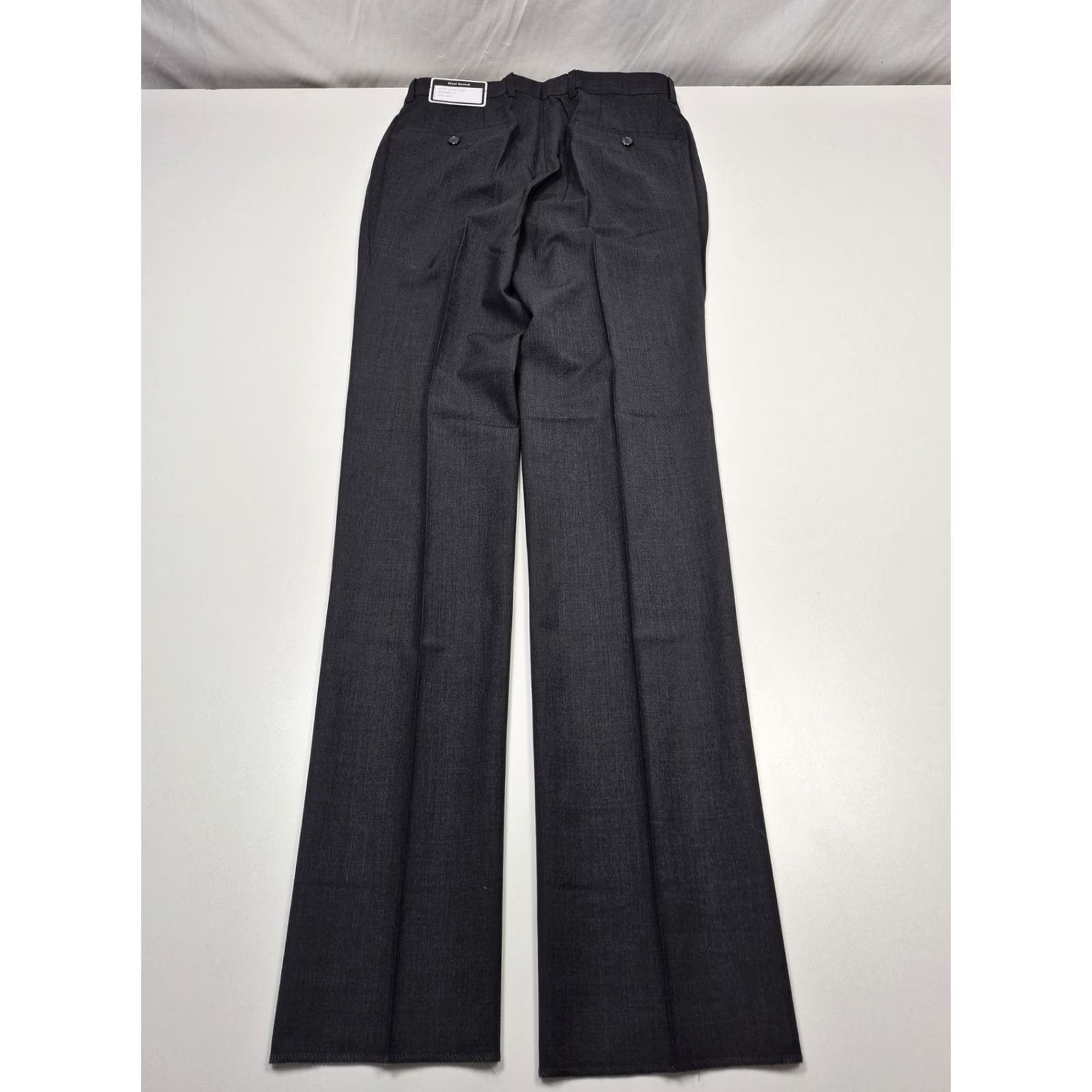 Vintage Giles & Jasper Dress Pants Mens 30x32 Gray Wool Stretch Flat Front NWT Modern Fit Straight Leg Button Closure Pockets Size US 30 / EU 46 - 6 Thumbnail