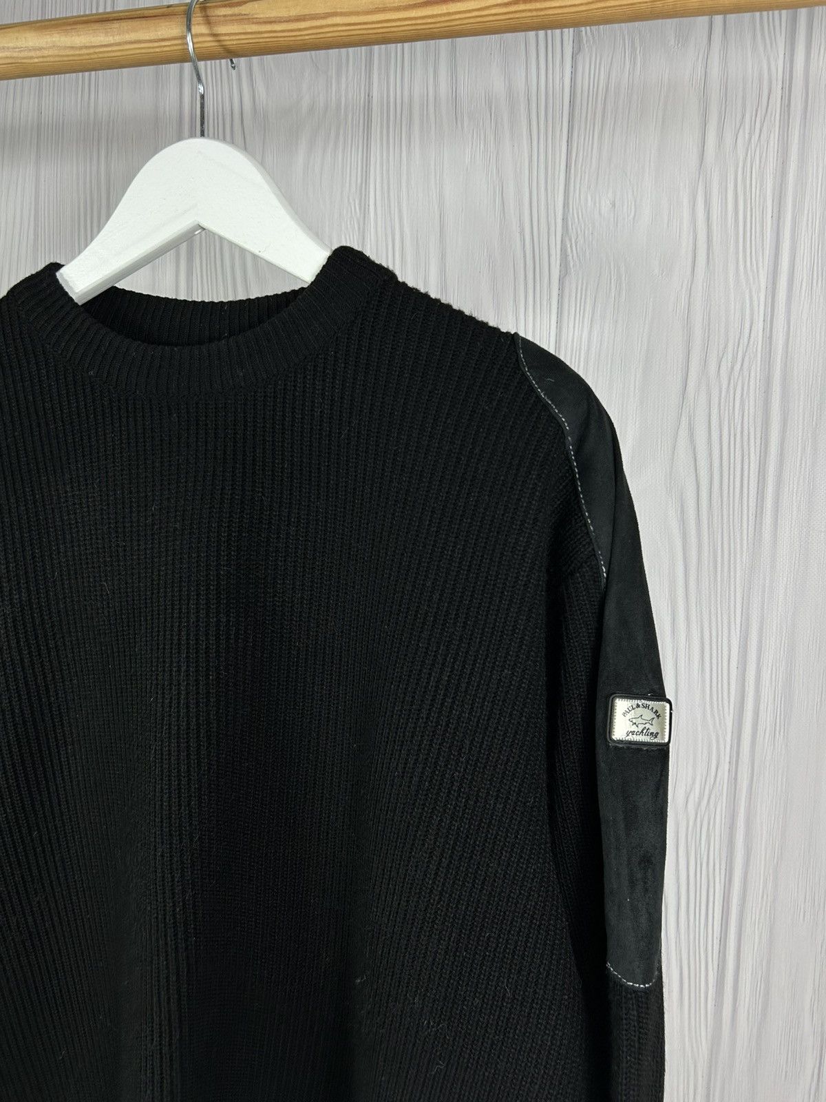 Paul & Shark Vintage Paul Shark Yachting Wool Leather Knitted Sweater XL Size US XL / EU 56 / 4 - 3 Thumbnail