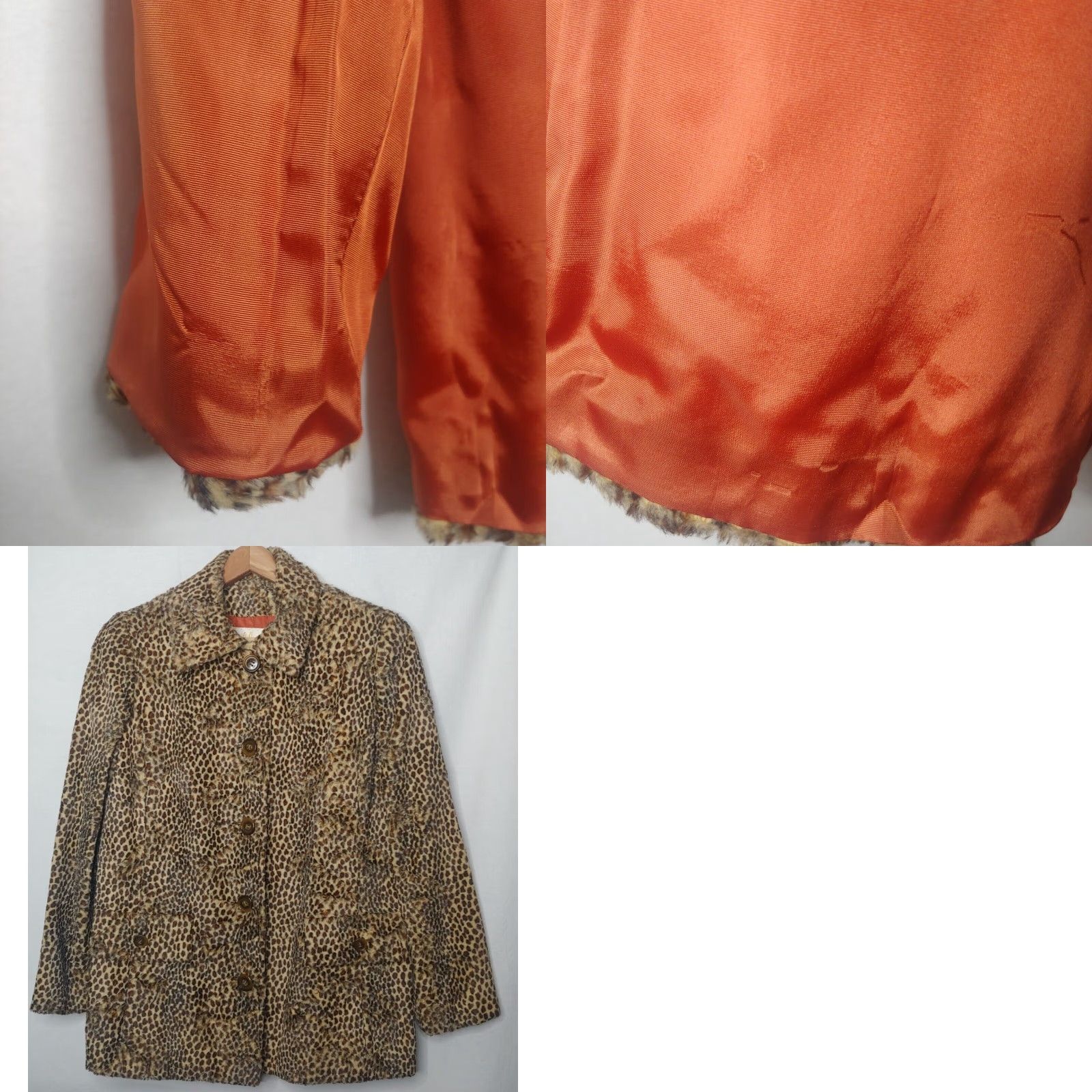 Vintage VINTAGE Hal Leurs Jacket Woman S Leopard Animal Print Brown Faux Fur Lined Button Long Sleeve Mid-Length Size S / US 4 / IT 40 - 11 Thumbnail