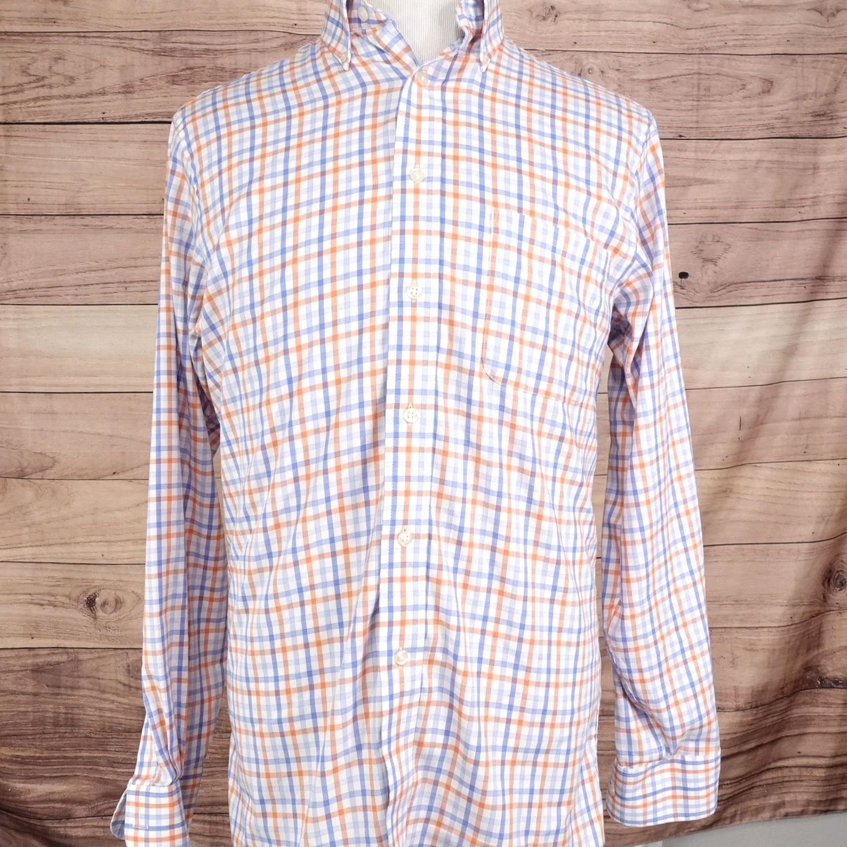 Chaps Chaps Dress Shirt Mens 15.5 34/35 White Check Regular Fit Comfort Stretch Wrinkle Free Shirt Mens Size 42R - 3 Thumbnail