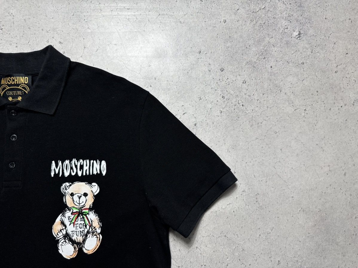 Moschino Moschino Teddy Bear Big Logo Luxury Polo Shirt Black Size US XL / EU 56 / 4 - 2 Thumbnail