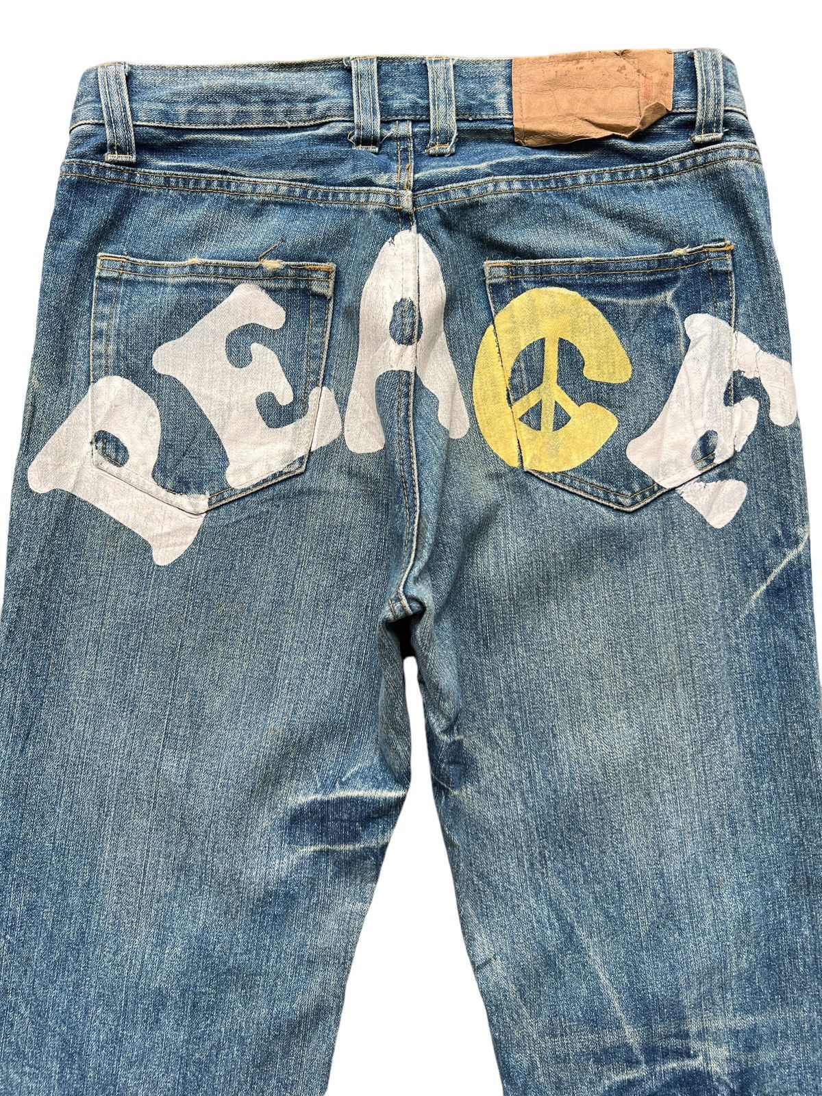 Other Peace Spellout Japanese Distressed Denim Jeans 33x29 Size US 33 - 5 Thumbnail