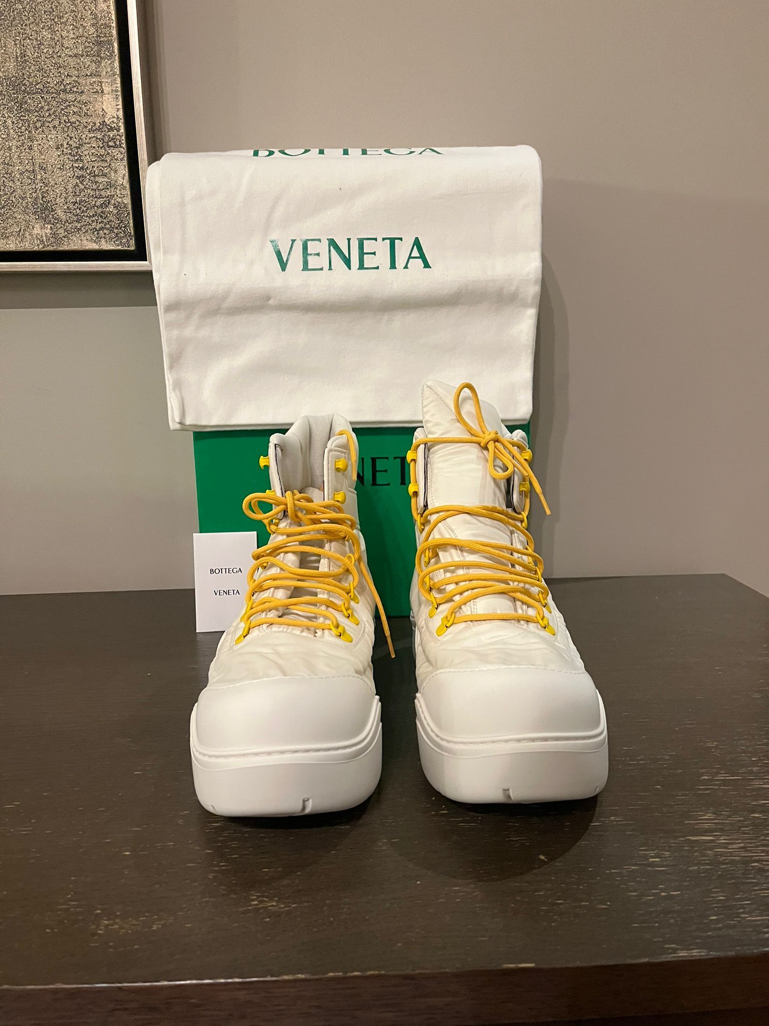 Bottega Veneta o1rshd1 Puddle Bomber Boots in String / Egg Yolk Size US 13 / EU 46 - 8 Thumbnail