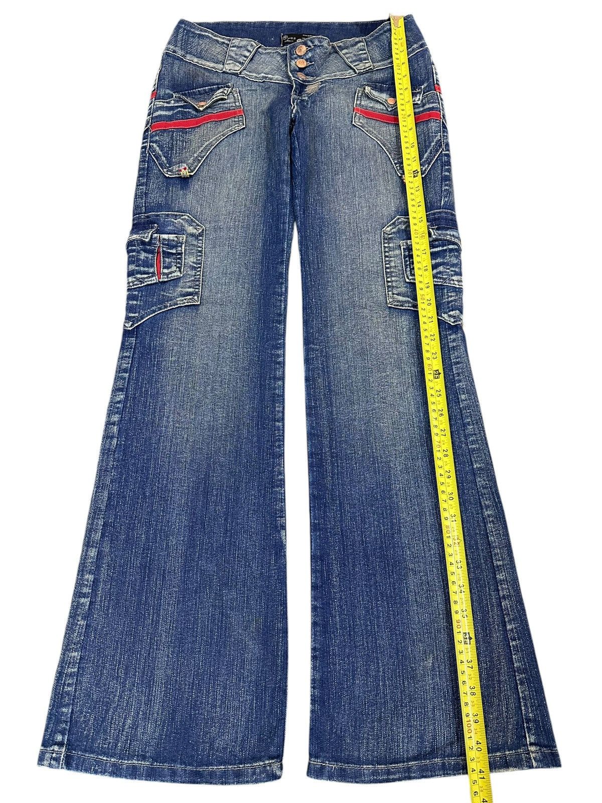 Hysteric Glamour Vintage Japanese Brand Blue Faded Wash Cargo Flare Jeans Size 29" - 12 Thumbnail