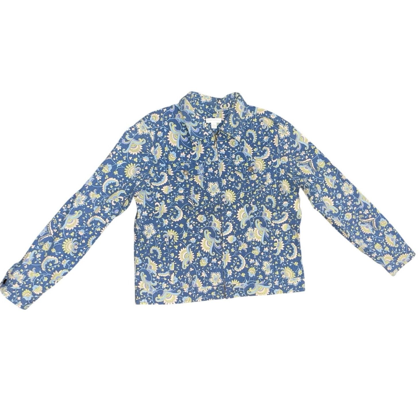Charter Club Floral Paisley Zip up Jacket Size Large Boho Chic Whimsical Size L / US 10 / IT 46 - 1 Thumbnail