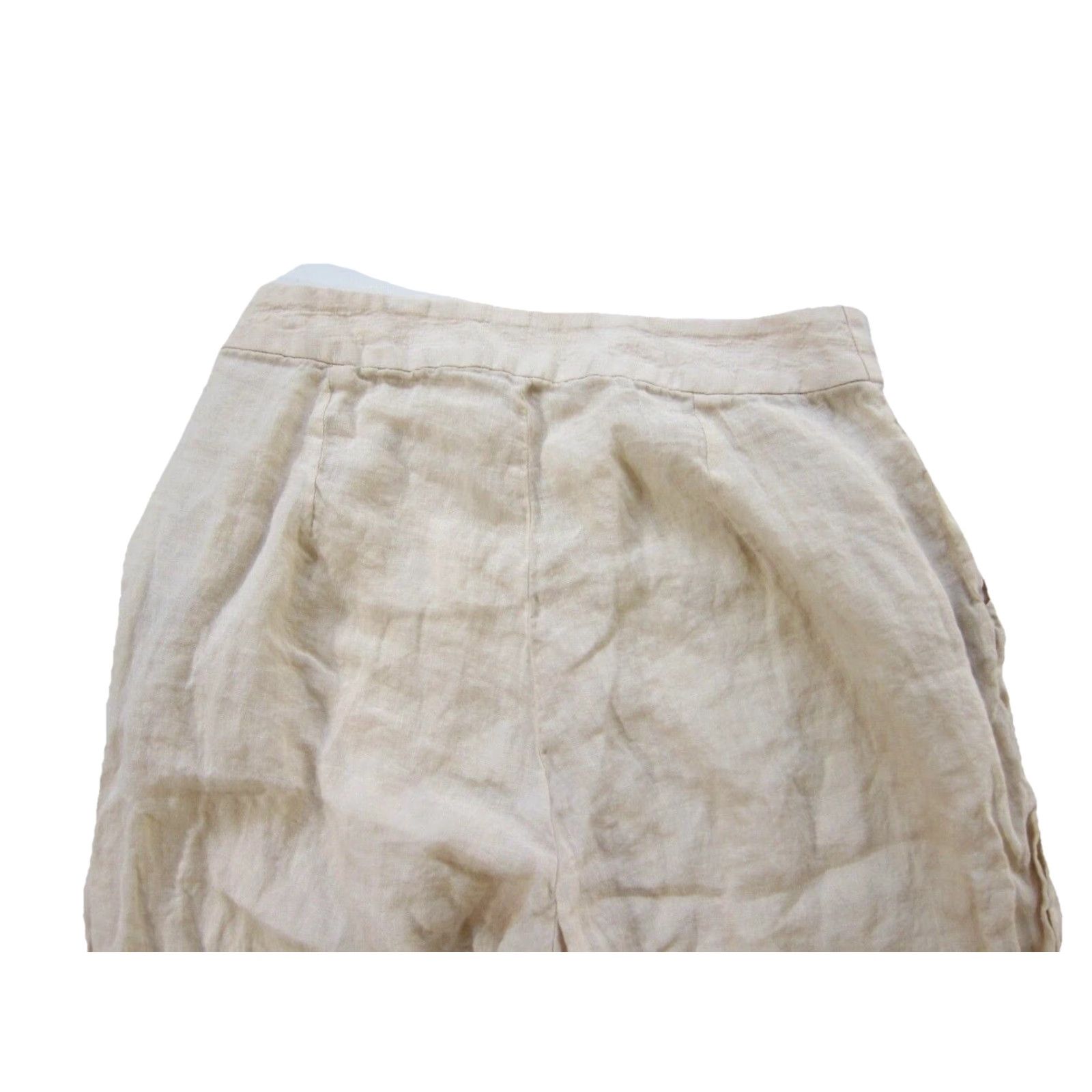 Vintage Revert Apparel 100% Linen Beige Brown Wide Leg High Rise Pocket Pant Women L Size 36" / US 14 / IT 50 - 5 Thumbnail