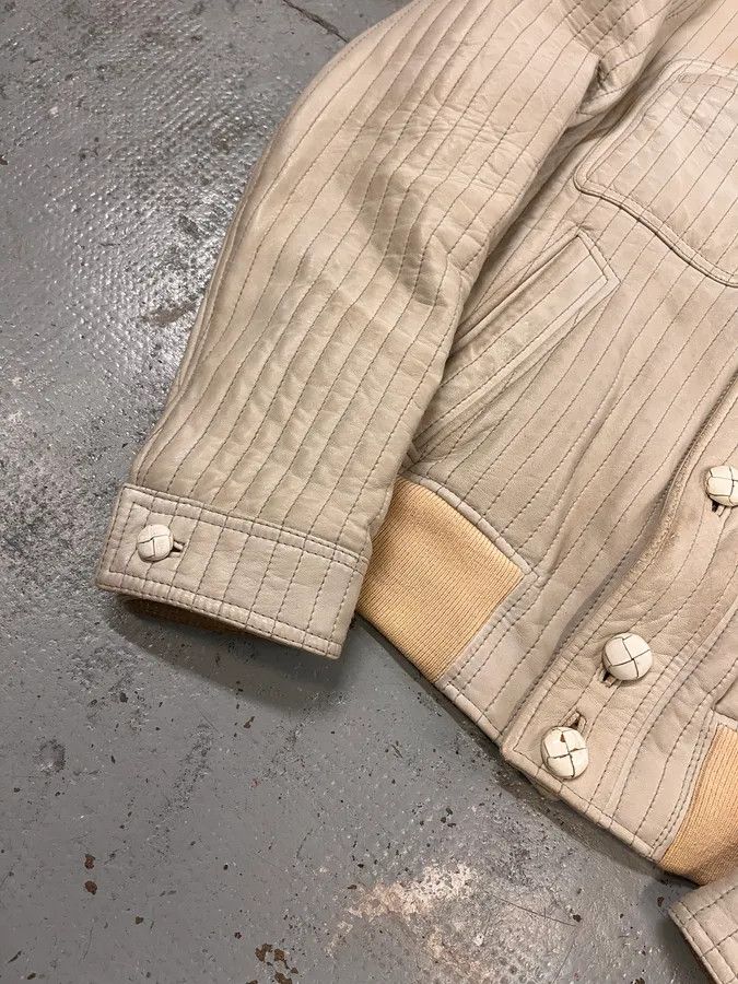 Dolce & Gabbana 2000s Dolce & Gabbana Vertical Cream White Leather Jacket Size US M / EU 48-50 / 2 - 5 Thumbnail