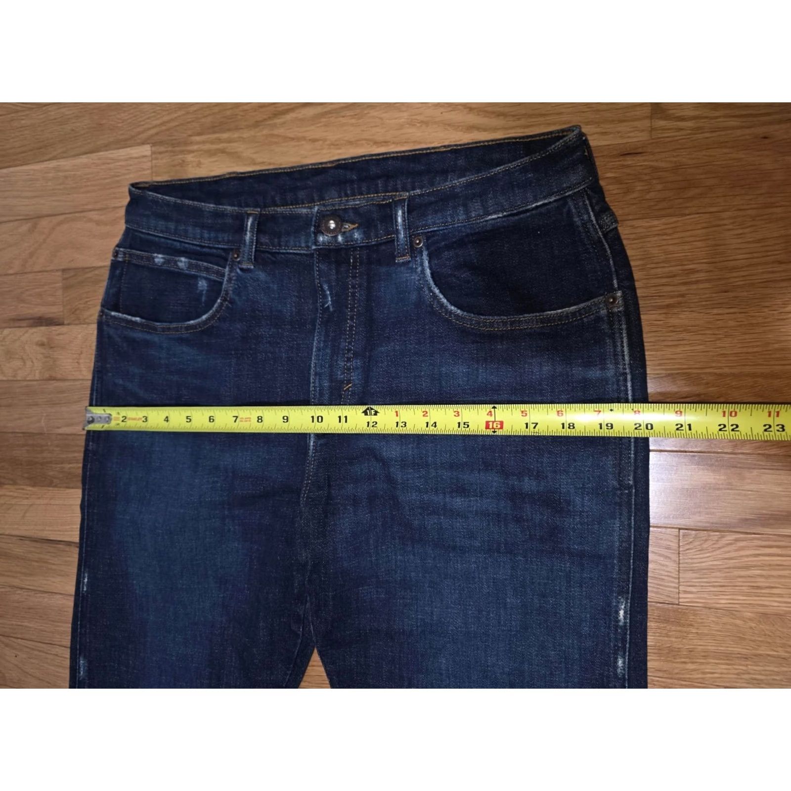 Vintage Straight Jeans Women's Blue Cotton Slim Fit Mid Rise Distressed 5 Pockets Button Closure USA Theme 8 Regular Women’s Pants Size 28" / US 6 / IT 42 - 5 Thumbnail