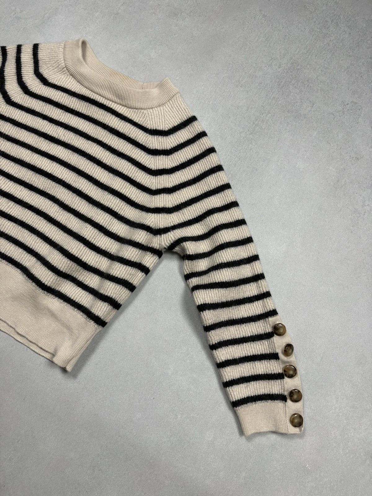 Sezane Sezane La Maille Striped Merino Wool Knit Sweater Button M Size M / US 6-8 / IT 42-44 - 2 Thumbnail
