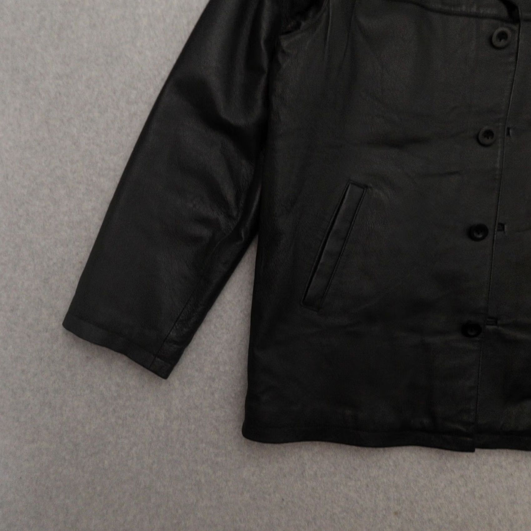 Burnside Burnside Leather Jacket Mens Medium Black Zip Closure Pockets Lined 24X31 Vintage MEASUREMENTS ARE PROVIDED IN PICTURES Size US M / EU 48-50 / 2 - 7 Thumbnail