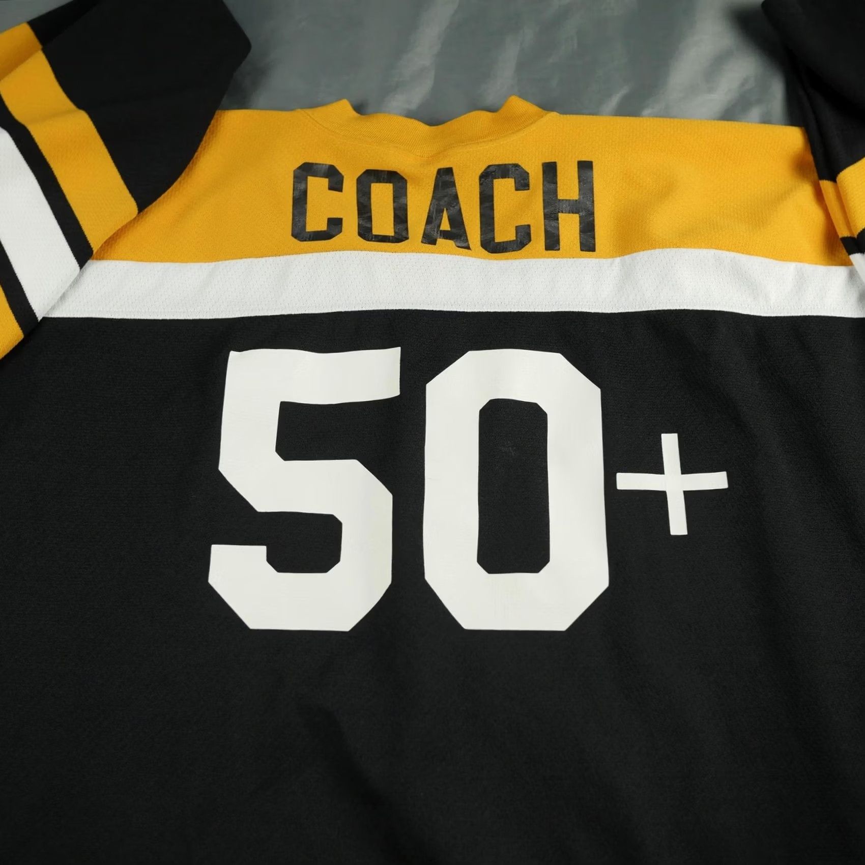 Vintage Athletic Knit Hockey Jersey Mens 2XL Black Yellow White Coach 50+ Made Canada Size US XXL / EU 58 / 5 - 6 Thumbnail