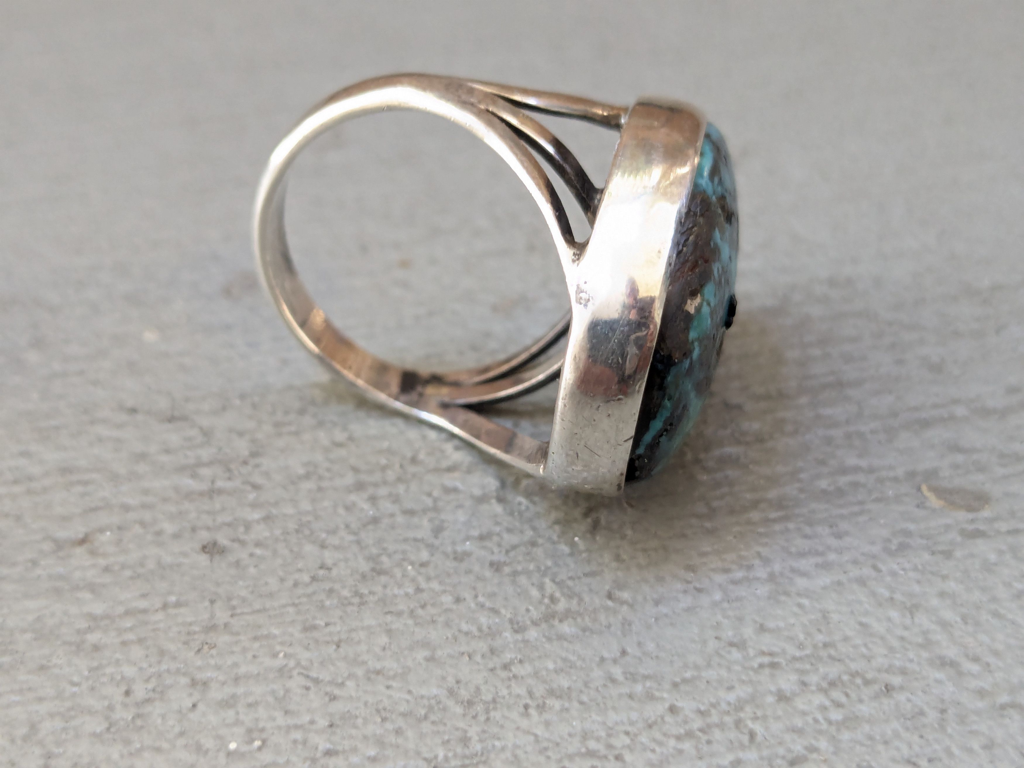 Jewelry Vintage Sterling Silver Ring Blue Chysocolla Americana Size ONE SIZE - 7 Thumbnail