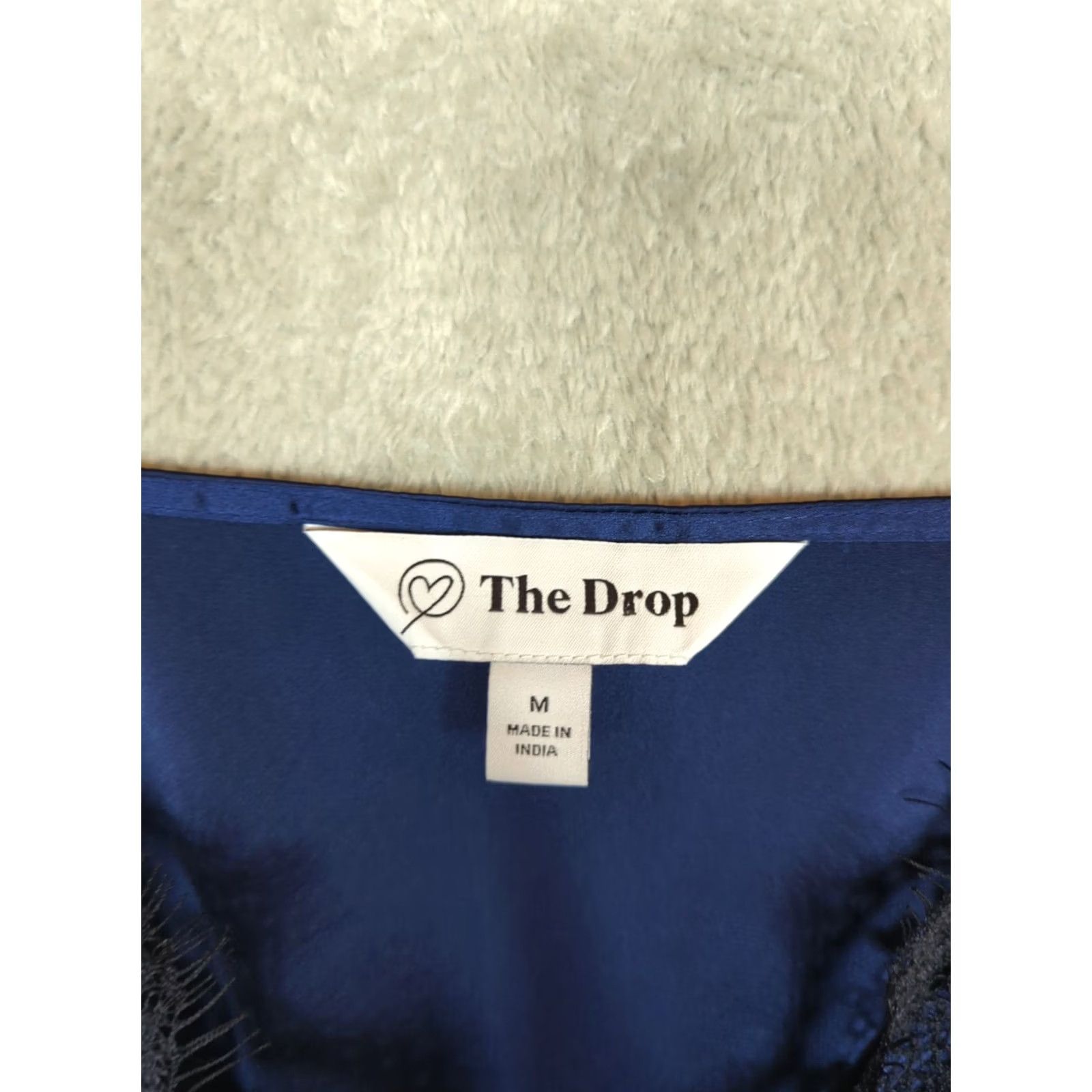 Vintage The Drop Navy Blue Camisole Tank M Women's Lace Satin V-Neck Spaghetti Strap Fairygrunge Witchy TANK Top] Size M / US 6-8 / IT 42-44 - 6 Thumbnail