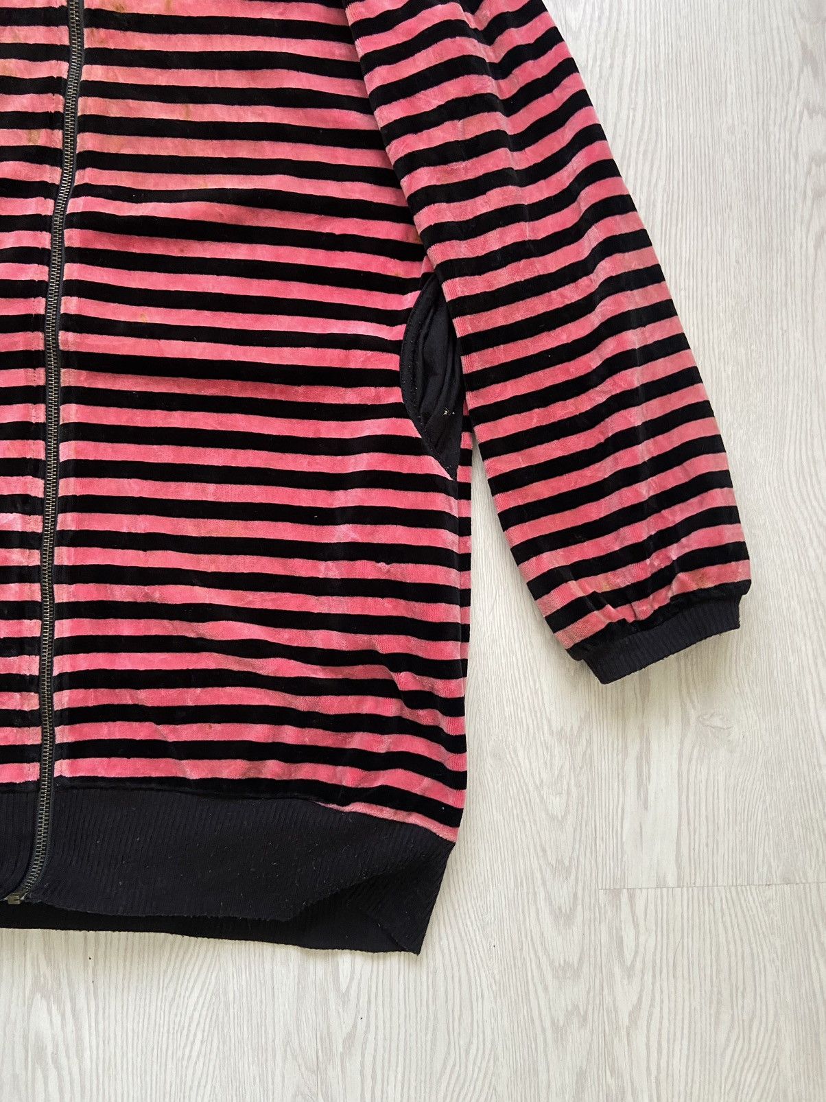 If Six Was Nine Vintage Algonquins Ears Velvet Stripe Zipper Hoodie Jacket Size US M / EU 48-50 / 2 - 2 Thumbnail