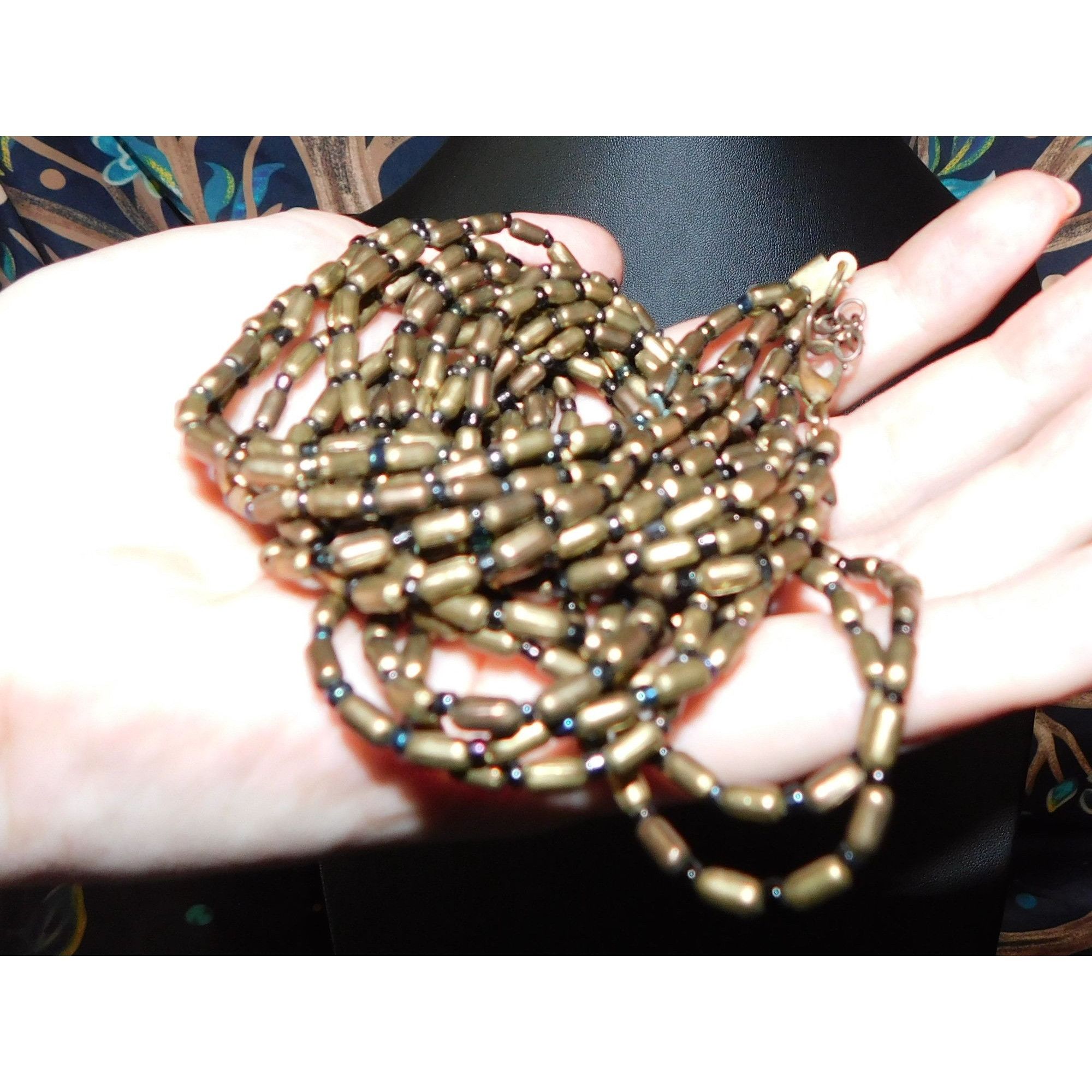 Other Casual Black And Gold Tone Glass Beaded Layered Necklace Size ONE SIZE - 2 Thumbnail