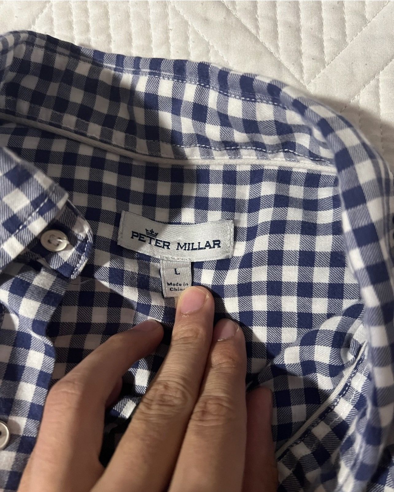 Peter Millar Peter Millar Navy and White Button Up Shirt Size US L / EU 52-54 / 3 - 2 Thumbnail