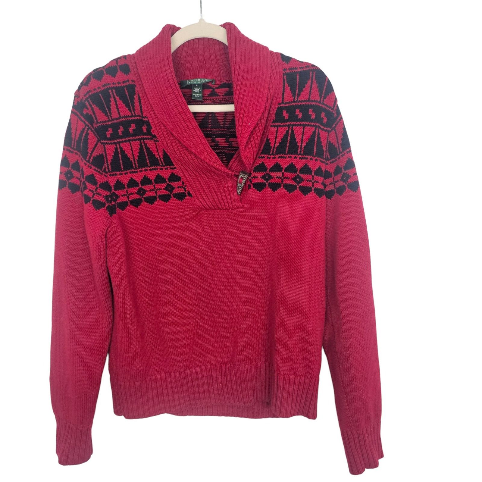 Lauren Ralph Lauren Lauren Ralph Lauren Womens Aztec Sweater L Southwestern Prep Size L / US 10 / IT 46 - 1 Thumbnail