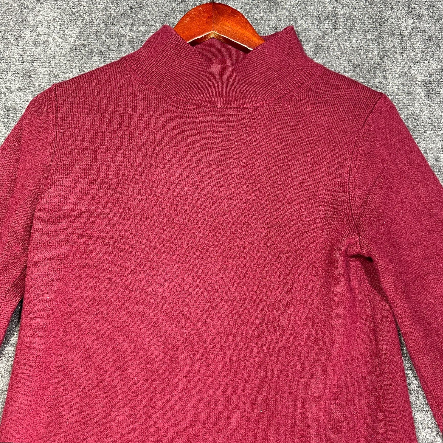 Ann Taylor Ann Taylor Sweater Dress Womens Petite Medium Maroon Wool Blend Mock Neck Knit Midi Dress Size M / US 6-8 / IT 42-44 - 4 Thumbnail