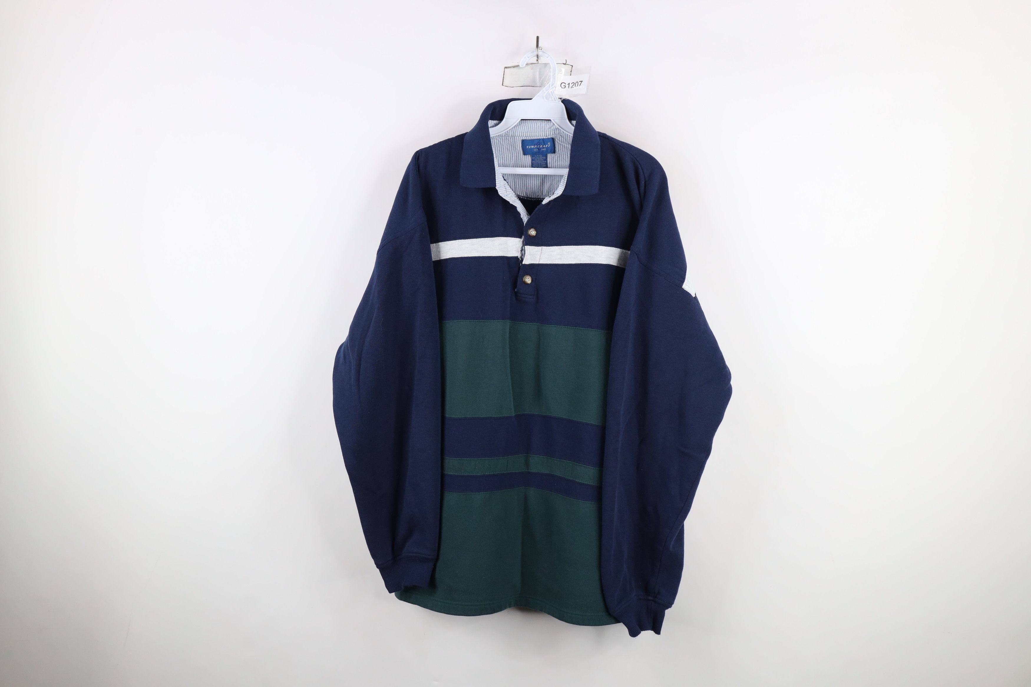 Vintage Vintage 90s Streetwear Distressed Collared Sweatshirt Size US L / EU 52-54 / 3 - 1 Thumbnail