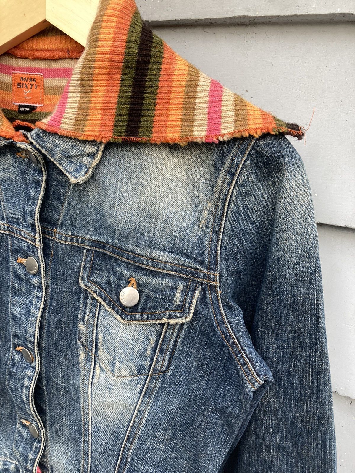 Miss Sixty Miss Sixty 2000’s Italy Denim Distressed Faded Knit Details Size M / US 6-8 / IT 42-44 - 6 Thumbnail