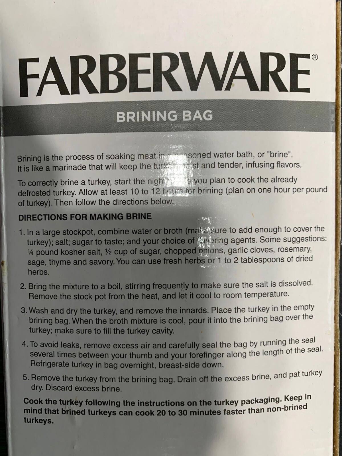 Other Farberware Roasting Brining Bag Heavy-Duty Size ONE SIZE - 6 Thumbnail