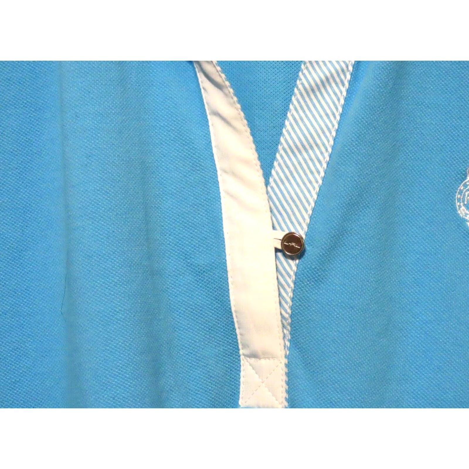 Ralph Lauren Lauren Active Polo Shirt Women V-Neck Short Sleeve Light Blue 100% Cotton XL Button Accent Shirt Size XL / US 12-14 / IT 48-50 - 4 Thumbnail