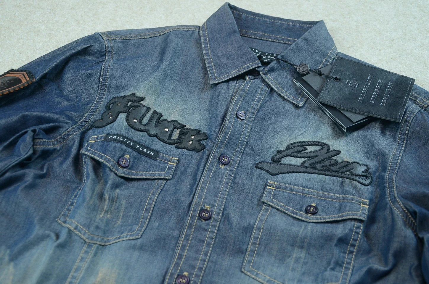 Philipp Plein Philipp Plein PP Washed Distressed Denim Shirt Jacket S Size US S / EU 44-46 / 1 - 3 Thumbnail