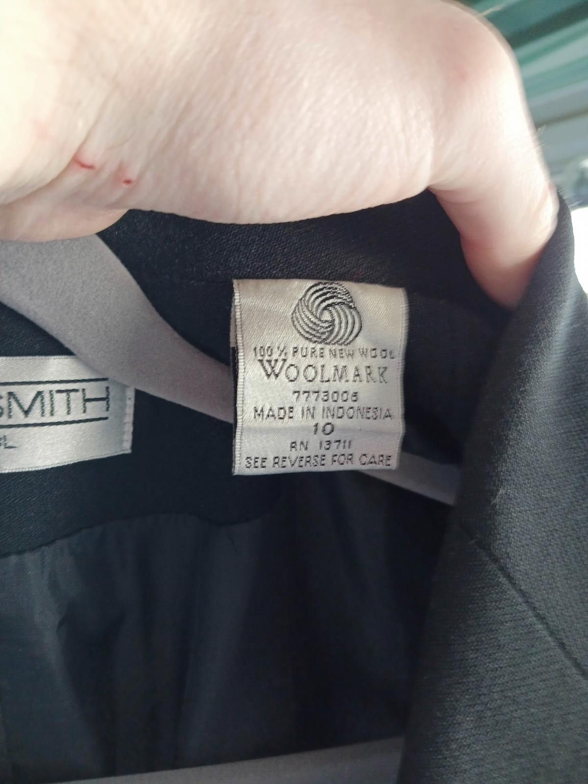 Designer Amanda Smith Women's Black Wool Blazer Size L / US 10 / IT 46 - 5 Thumbnail