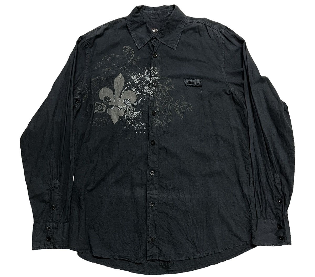 Affliction × Vintage Rare Affliction Black On Black Logo Shirt Size US L / EU 52-54 / 3 - 2 Thumbnail