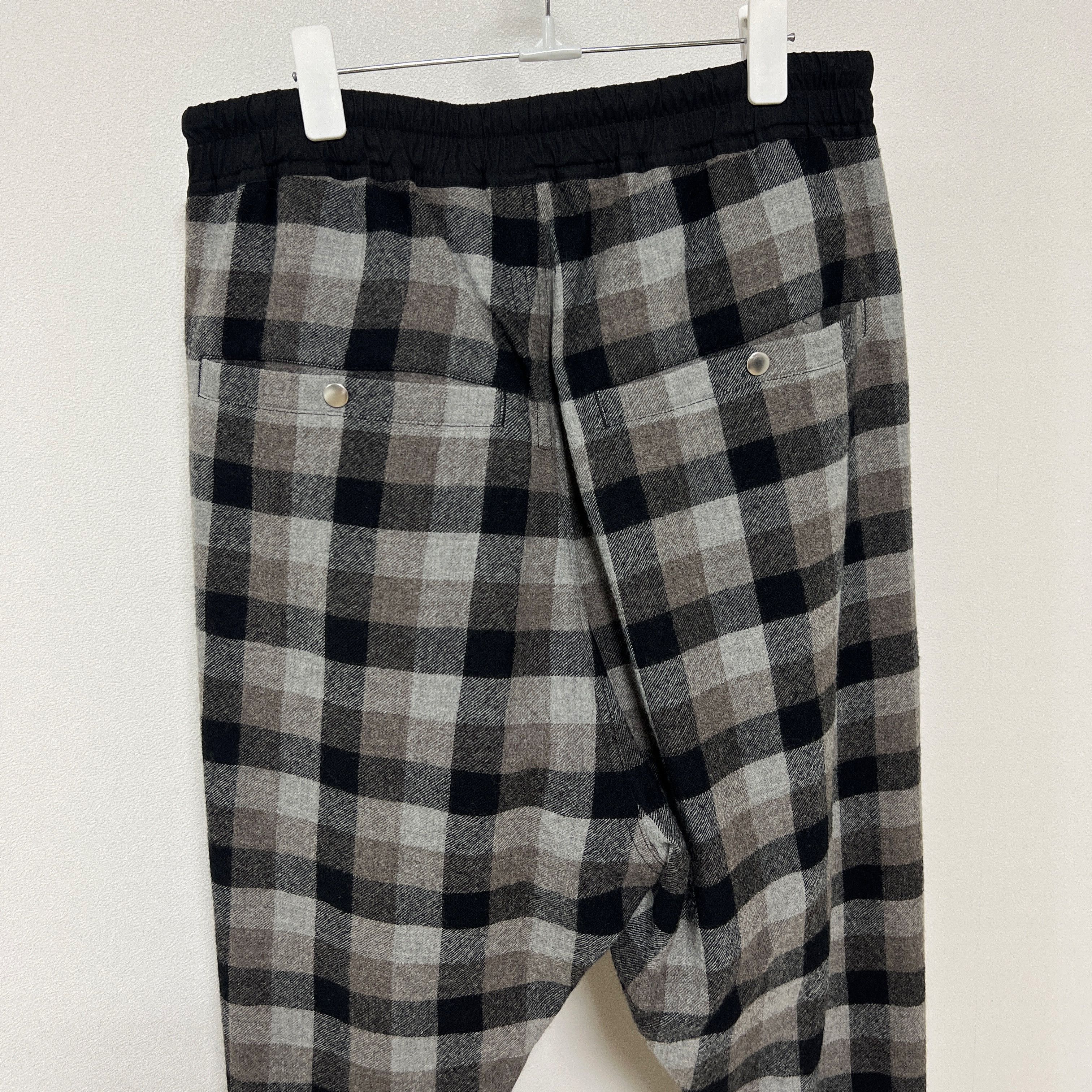 Rick Owens Rick Owens FW19 "LARRY" Drawstring Black Plaid Track Pants Size US 34 / EU 50 - 4 Thumbnail