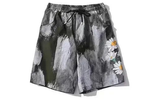 Japanese Brand 20SS Indigo Union Japan Dark Olive Ink Flowers Aloha Short Size US 32 / EU 48 - 3 Thumbnail