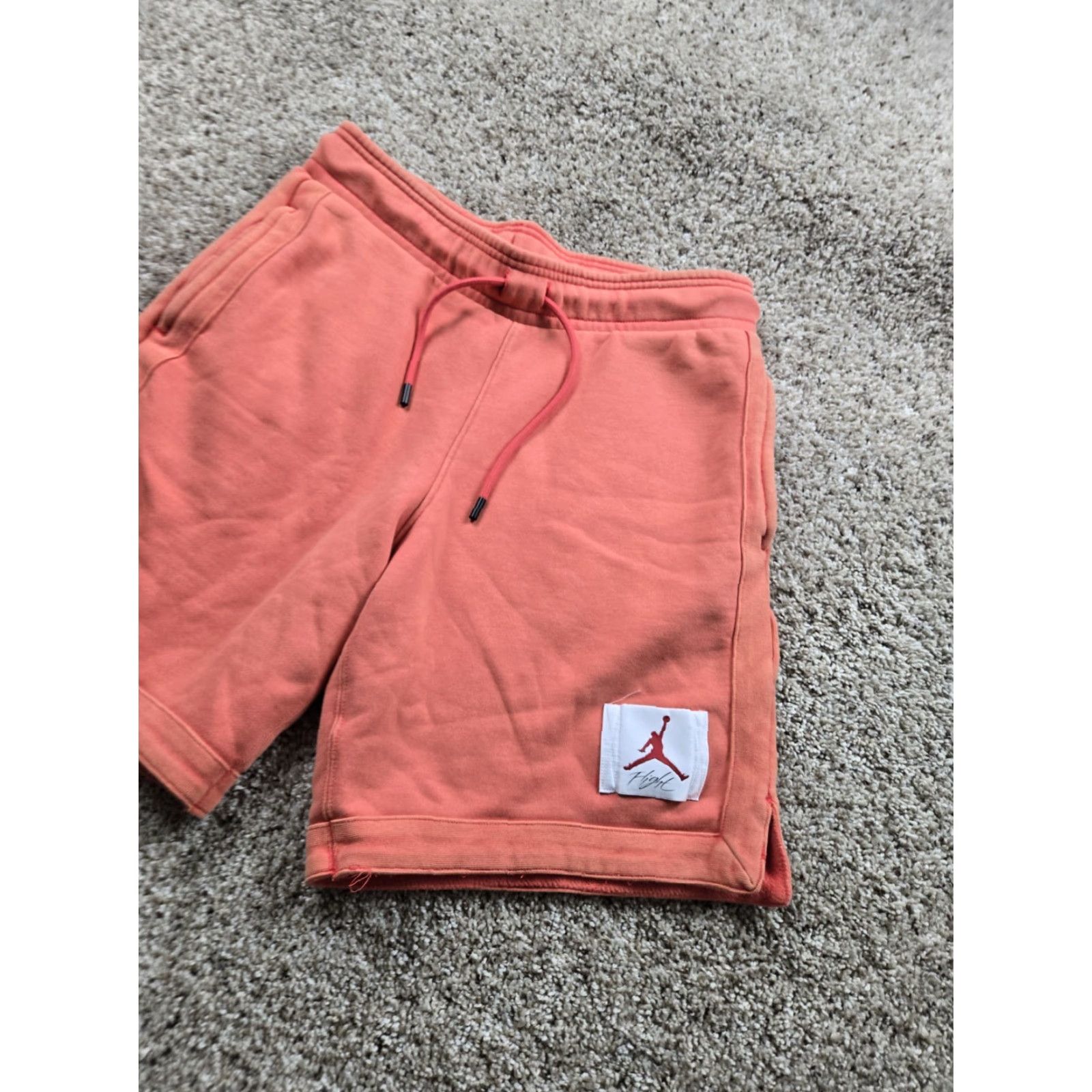 Nike Nike Jordan Shorts Mens S Coral Red Drawstring Heavyweight Routine Inseam 8in Cotton Spandex Fleece Logo Elastic Pockets Casual Size US 29 - 2 Thumbnail