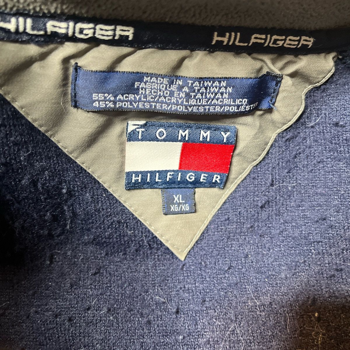 Tommy Hilfiger Y2K Tommy Hilfiger Fleece Quarter Zip Sweatshirt Navy Rare Size US XL / EU 56 / 4 - 3 Thumbnail