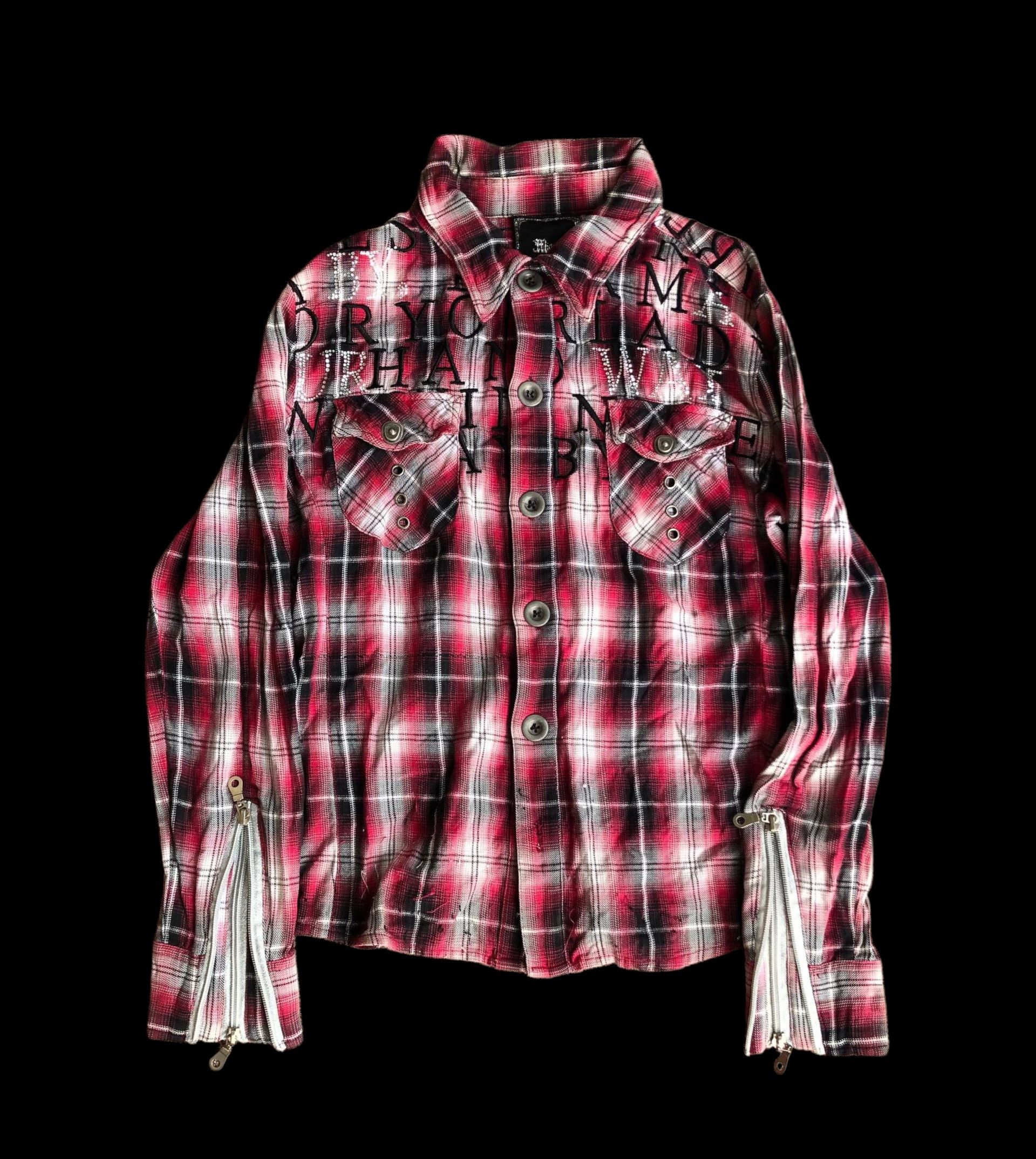 If Six Was Nine Midas Poem Zipper Studded Shirt Vkei Y2k Size US M / EU 48-50 / 2 - 1 Thumbnail