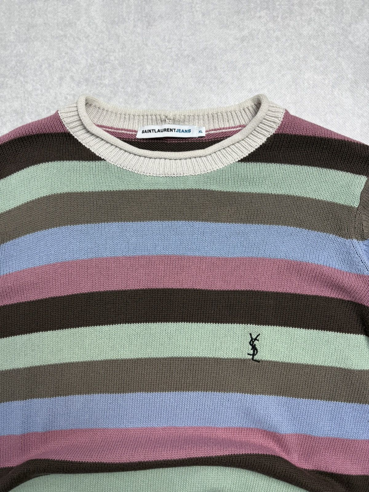 Yves Saint Laurent Men’s Saint Laurent Jeans Vintage Stripped Sweaters Size XL Size US XL / EU 56 / 4 - 4 Thumbnail