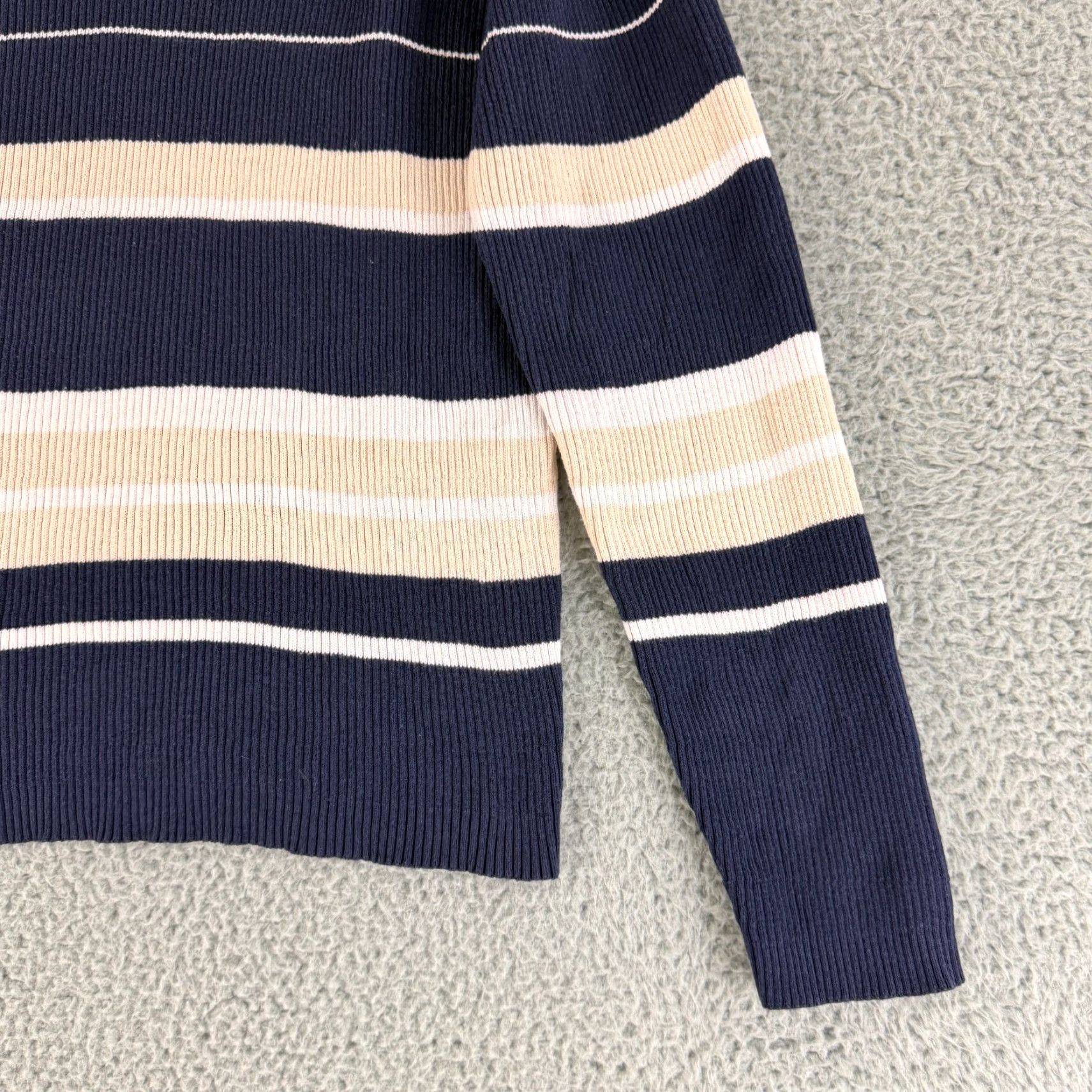 Vintage Marsh Landing Top Womens Large Blue Stripe Long Sleeve 100% Cotton V-Neck Casual Shirt Size L / US 10 / IT 46 - 3 Thumbnail