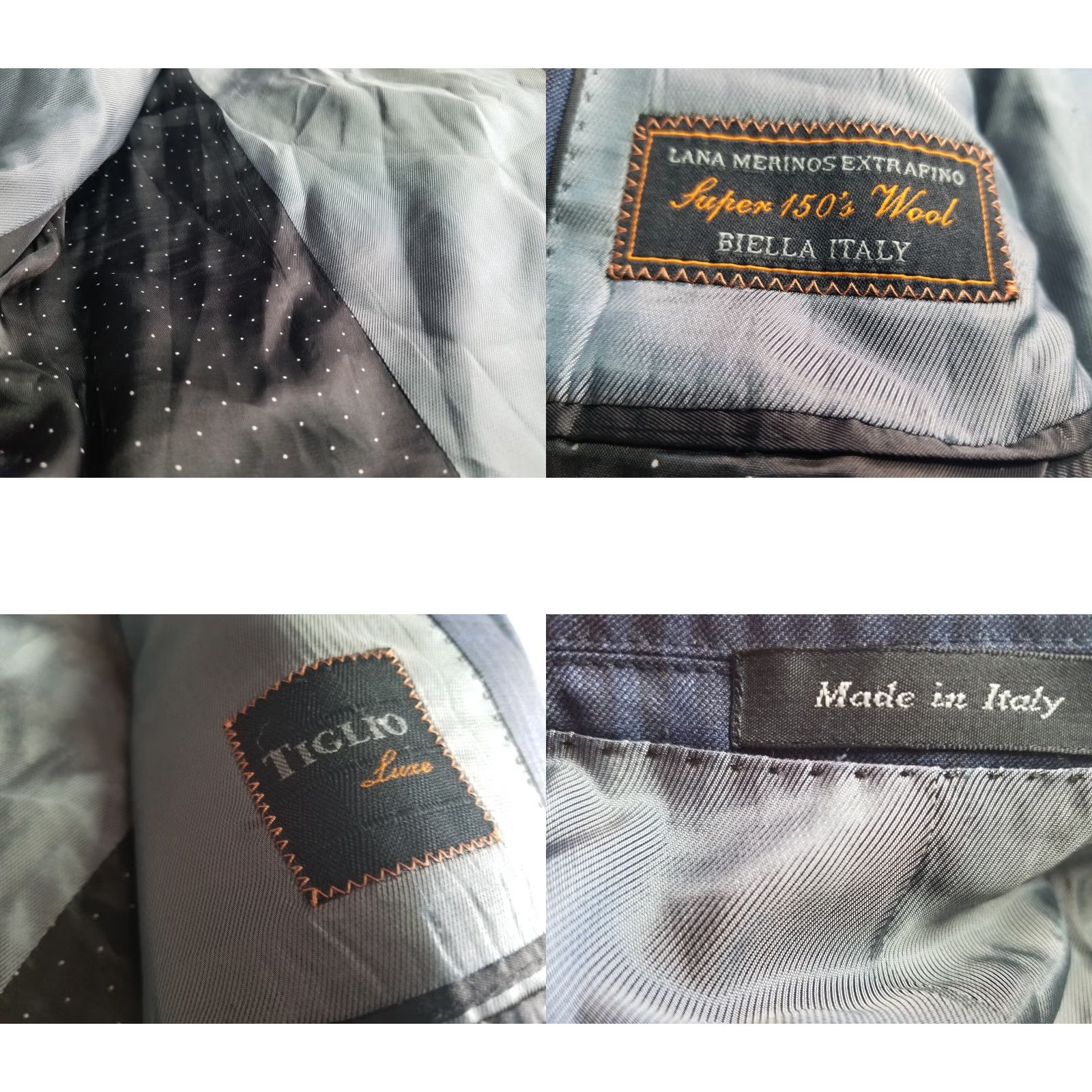 Vintage Tiglio Blazer Men 44L Blue Extra Fine Super 150s Wool Italy Merinos Luxe Novello Tiglio Size 44R - 9 Thumbnail